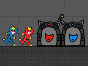 Red and Blue Stickman Huggy 2 Online Puzzle Game