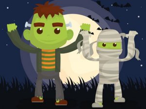 Vampires And Frankenstein Coloring Memory Game Puzzle Game