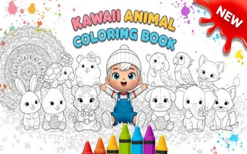 Kawaii Animal Coloring Book - Free Relaxing Art Game